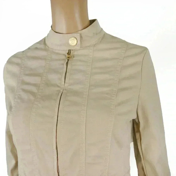 Vintage Y2K Escada Sport Light Beige Cotton Gold Zipper Lightweight Jacket - Picture 2 of 4